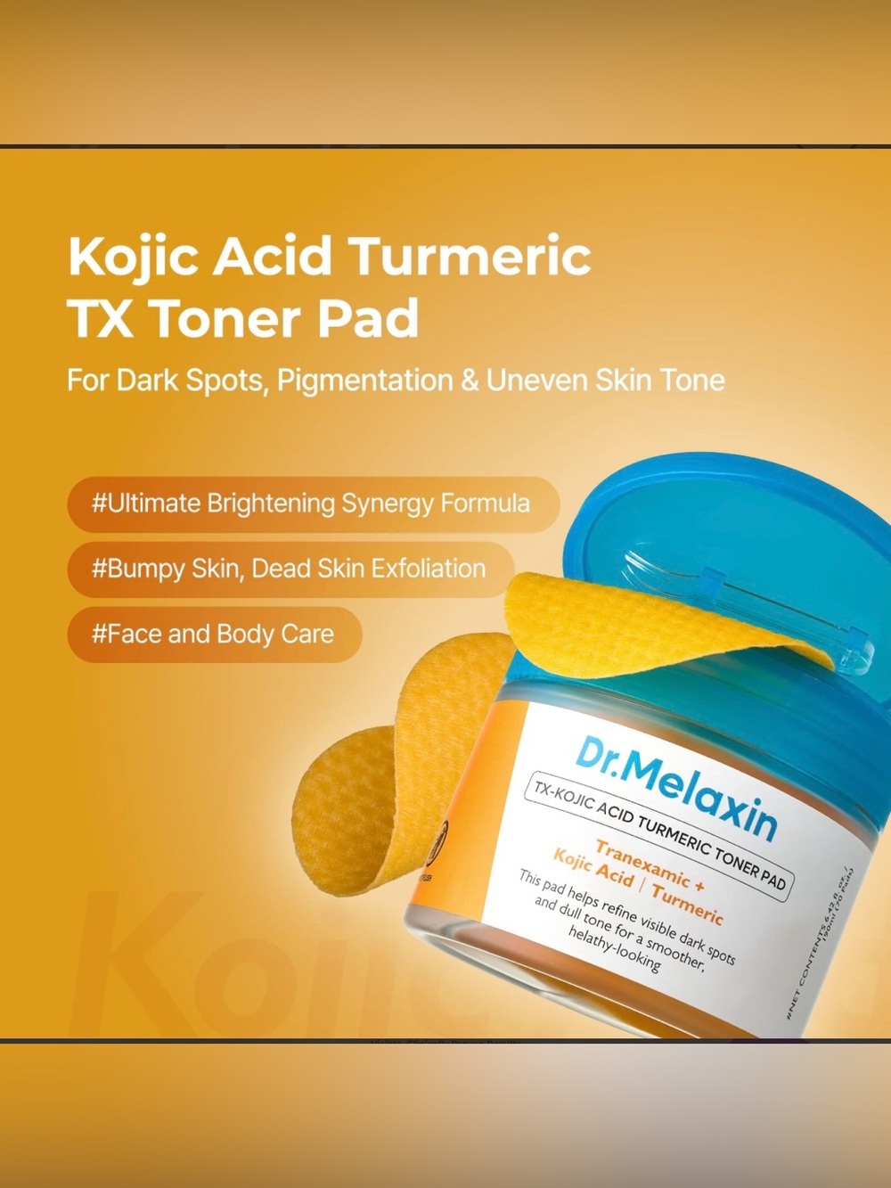 DR. Melaxin TX-Kojic Acid Turmeric Toner Pads. 70 Pads NIB
